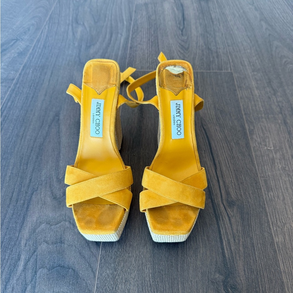 Jimmy Choo Mustard Yellow Strappy Sandals